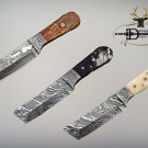 DAMASCUS STEEL 8" LONG FULL TANG TANTO BLADE POCKET HUNTING KNIFE, BOLSTER