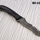 9.5" Long Carving Knife Custom Hand Forged Full Tang Damascus Steel, Sheath