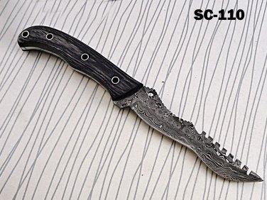 9.5" Long Carving Knife Custom Hand Forged Full Tang Damascus Steel, Sheath