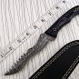 9.5" Long Carving Knife Custom Hand Forged Full Tang Damascus Steel, Sheath