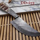 7" long Damascus steel Ram horn scale with bolster custom made compact skinning