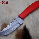 Hand Forged Damascus Steel 9 Inches long full tang skinner Knife W/red scale