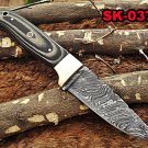 Skinning knife 9.5" long Hand Forged Damascus Full tang blade, Leather sheath