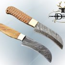 9" sturl chef knife, Full tang hand forged Damascus steel, Jigged wood,