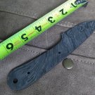 7" long hand forged Damascus steel blank blade, 2" cutting edge, 3 screw holes
