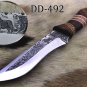 13" Hand engraved stainless steel skinning knife, Custom made scale, Cow sheath