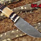 8" HAND FORGED DAMASCUS STEEL FULL TANG BLADE GUT HOOK SKINNING POCKET KNIFE