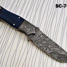 9 Inches long Damascus steel skinning Knife camel bone scale, full tang, sheath