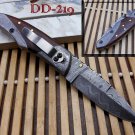 8" Hand forged Damascus steel folding knife with Pocket clip & Damascus Bolster