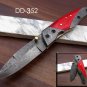 8" Hand forged Damascus steel folding knife with Pocket clip & Damascus Bolster