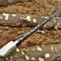 9" full tang blade Damascus steel skinning pocket camping knife, Cow hide sheath