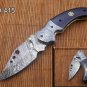 Damascus folding camping knife, 7.5" Various scales available, Leather sheath