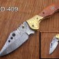 Damascus folding camping knife, 7.5" Various scales available, Leather sheath