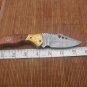 Damascus folding camping knife, 7.5" Various scales available, Leather sheath