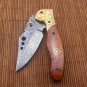 Damascus folding camping knife, 7.5" Various scales available, Leather sheath
