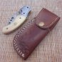 Damascus folding camping knife, 7.5" Various scales available, Leather sheath