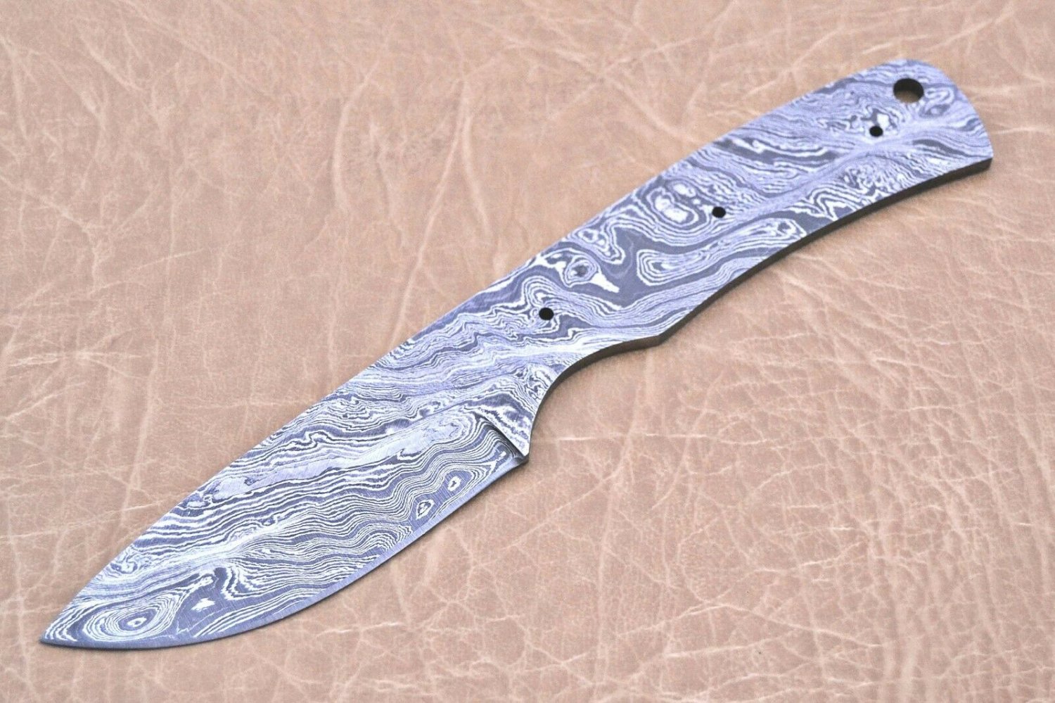 Compact knife blank blade, 6.25" hand Damascus steel, 3 pin