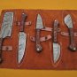 5 piece Kitchen knife set, Brow jigged scale, Overall 42" long,suede roll sheath