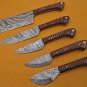 5 piece Kitchen knife set, Brow jigged scale, Overall 42" long,suede roll sheath