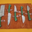 40" long Damascus steel kitchen knife set with Roll suede sheath, many colors
