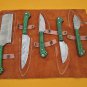 40" long Damascus steel kitchen knife set with Roll suede sheath, many colors