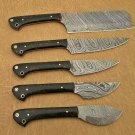 42" long 5 pieces Kitchen knife set 2 tone BLK & BRN scale, suede roll sheath