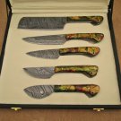 Camouflag scale 5 pieces Kitchen knife set, Overall 42" long, suede roll sheath
