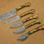 Camouflag scale 5 pieces Kitchen knife set, Overall 42" long, suede roll sheath