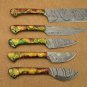 Camouflag scale 5 pieces Kitchen knife set, Overall 42" long, suede roll sheath