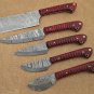 5 piece Kitchen knife set, Chef, cleaver, Win color Jigged scale, Suede Roll bag