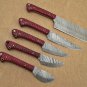 5 piece Kitchen knife set, Chef, cleaver, Win color Jigged scale, Suede Roll bag