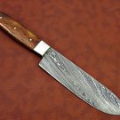 11" long Damascus steel Santoku Knife 7.5" cutting edge, wood scale