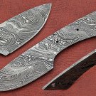 7.75" drop point Damascus steel blank blade pocket knife with 3.5" cutting edge