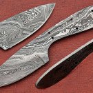 7.5" drop point Damascus steel blank blade pocket knife with 3" cutting edge