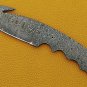 9" long gut hook trailing point Damascus steel blank blade, 3.5" Cutting edge