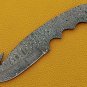 9" long gut hook trailing point Damascus steel blank blade, 3.5" Cutting edge