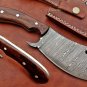 9" long Damascus steel full tang blade meat & vegetable cleaver, Leather sheath