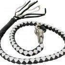 Motorcycle Handlebar 42" Long 1/2 Diameter Blk/White Get back Whip Real Leather