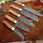 5 piece kitchen knives with sheath, overall 54" long hand forged Damascus steel