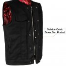 Mens Motorcycle Canvas Red Bandana Liner Vest 2 pistol Pete pockets