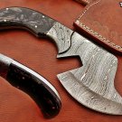 10" long Damascus steel blade meat & vegetable cleaver with Leather sheath