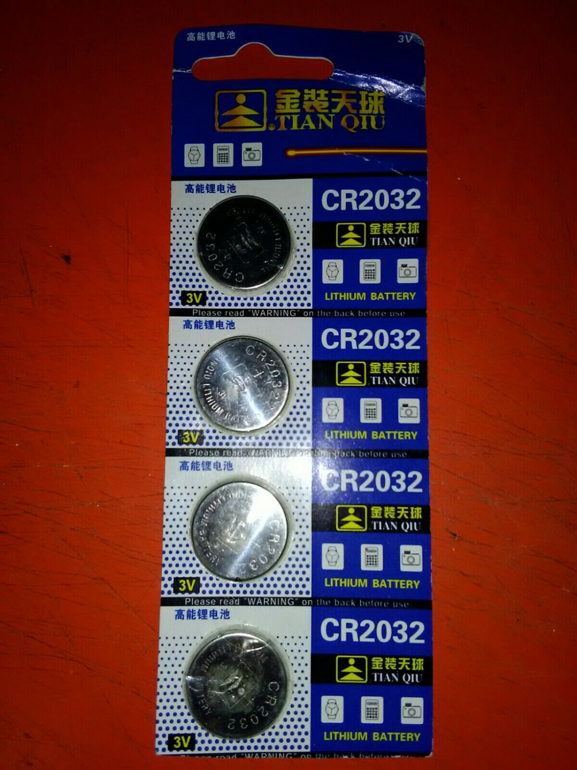 CR2032 3V Lithium Button Cell 4 Pack : New : Free/Fast Same day Ship Out
