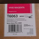 07-2013 GENUINE EPSON T6063 VIVID MAGENTA 220ml K3 INK STYLUS PRO 4800 4880