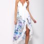 Size L White Deep V neck Mermaid Maxi Dress