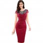 Size XL Red Lace Women Pencil Dress