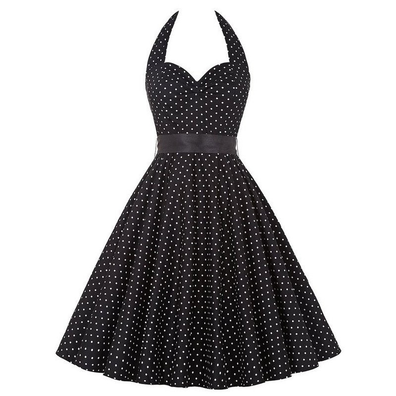 Size XL Black Sleeveless Vintage 1950s Women Dress