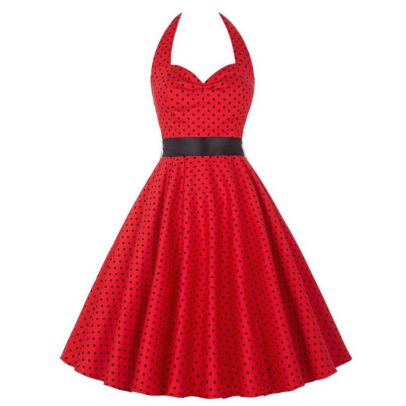 Size S Red Sleeveless Vintage 1950s Women Dress