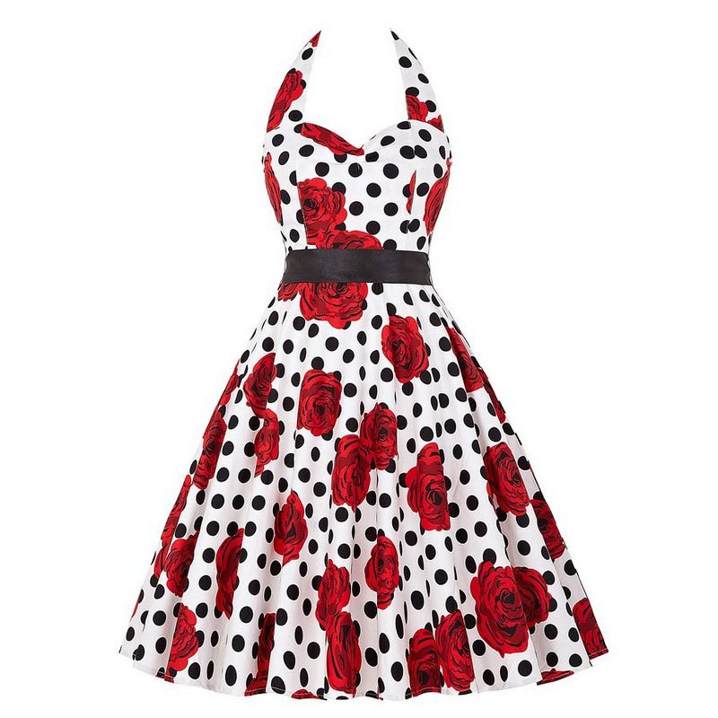 Size M White Vintage 1950s Women Dress