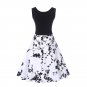 Size L Leaf Printed Vintage 1950s Women Dress
