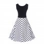 Size S Floral Printed Polka Dots Vintage 1950s Women Dress Sleeveless